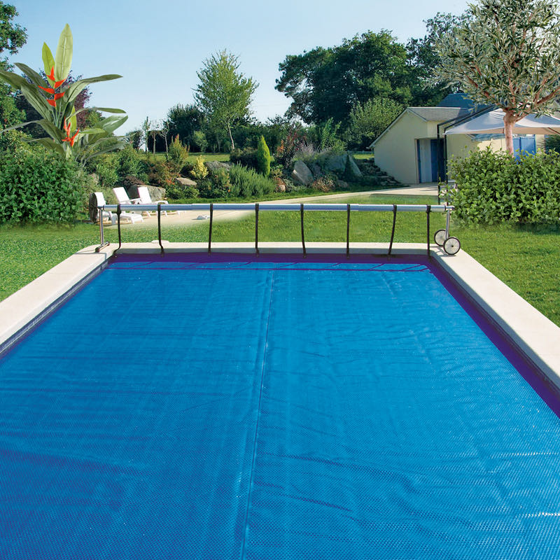 Bache à bulles Bleu 400 microns sur mesure pour piscine enterrée