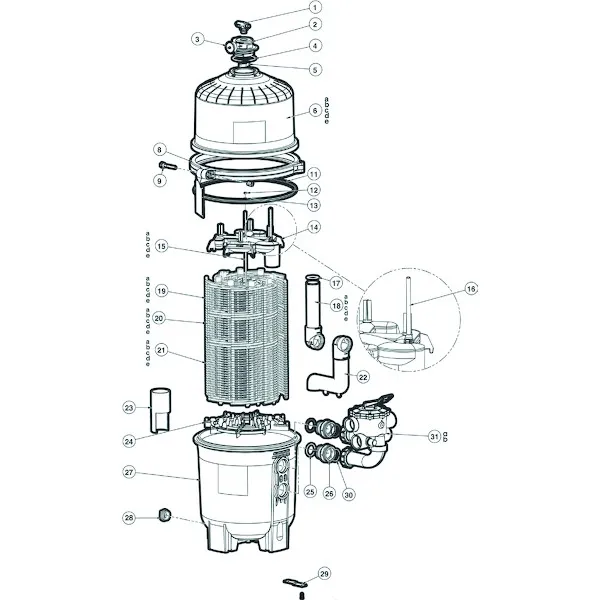 Filtre à diatomées piscine sans vanne multivoie PROGRID