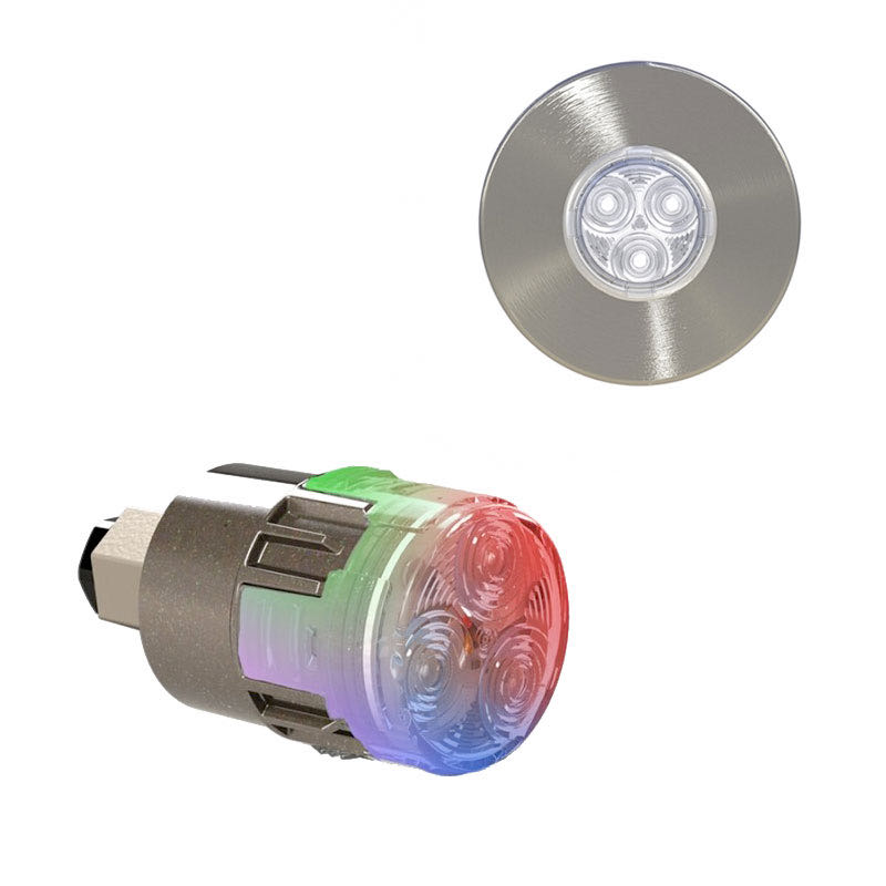 Projecteur LED couleur Mini-Brio X15 avec enjoliveur Mini-Nova Inox