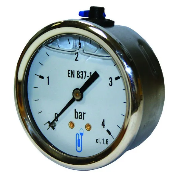 Manomètre glycèrine axial inox standard 2.5 bar à 25 bar