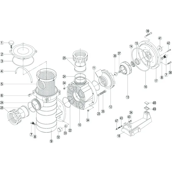 Pompe Hayward HCP 3800 triphasée 58m3/h 2.6kW