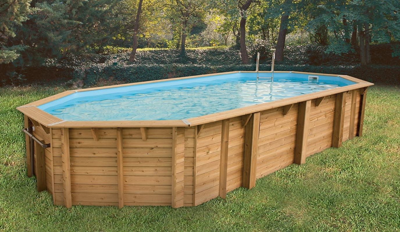 Piscine bois AZURA 400 X 750 X 130 liner beige