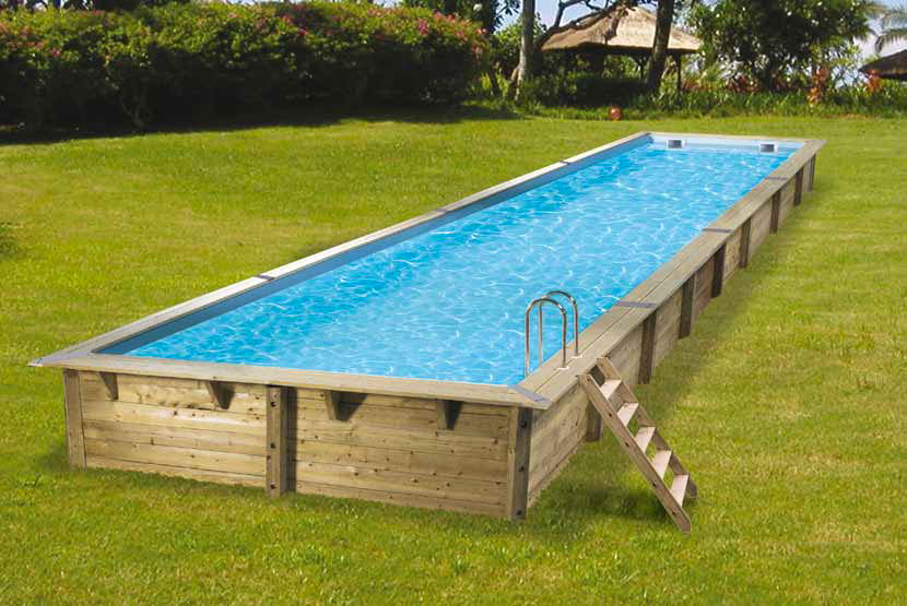 Piscine bois LINEA 350 x 1550 x 155 liner beige
