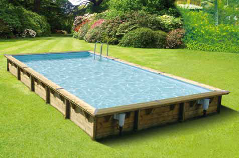 Piscine bois LINEA 350 x 650 x 140 liner gris