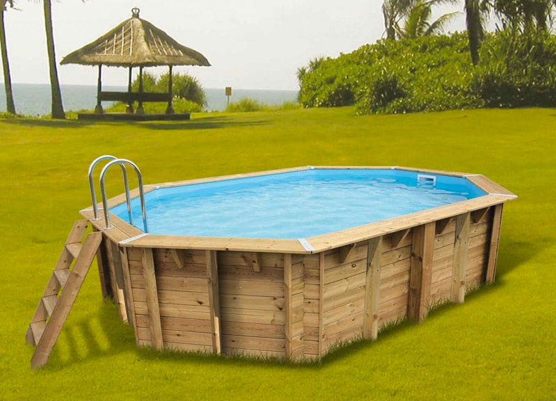 Piscine bois OCEA 355 x 550 x 120 liner bleu