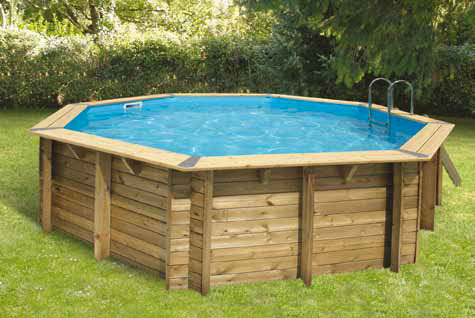 Piscine bois OCEA Ronde 510 x 120 liner gris