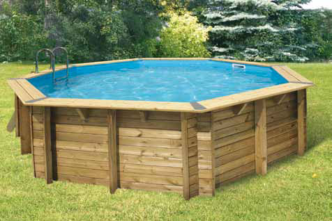 Piscine bois OCEA Ronde 580 x 130 liner bleu